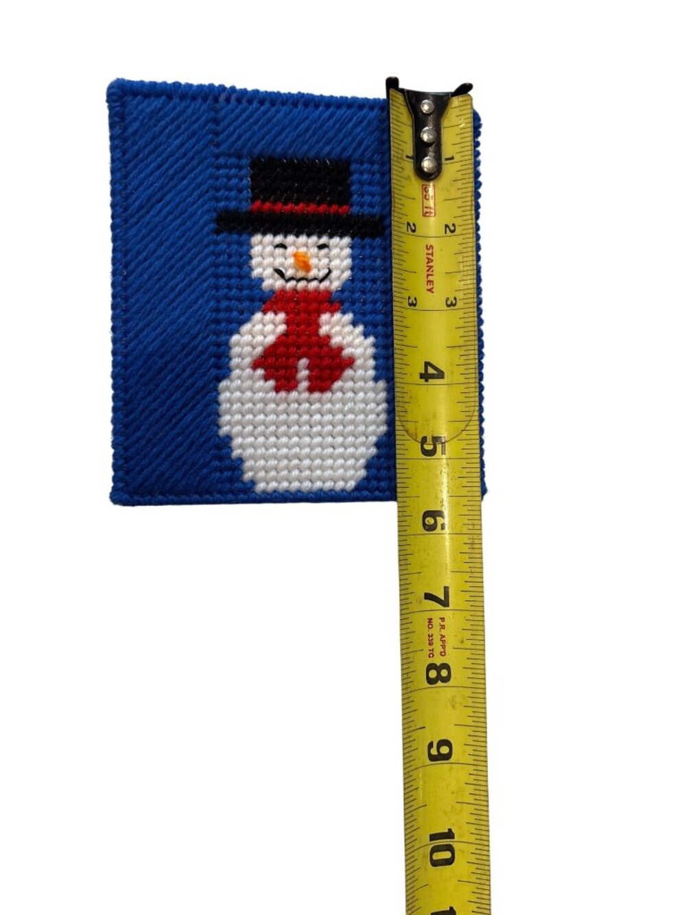 Handmade Blue Snowman Plastic Canvas Tissue Box Cover Winter Holiday Decor - Picture 7 of 7